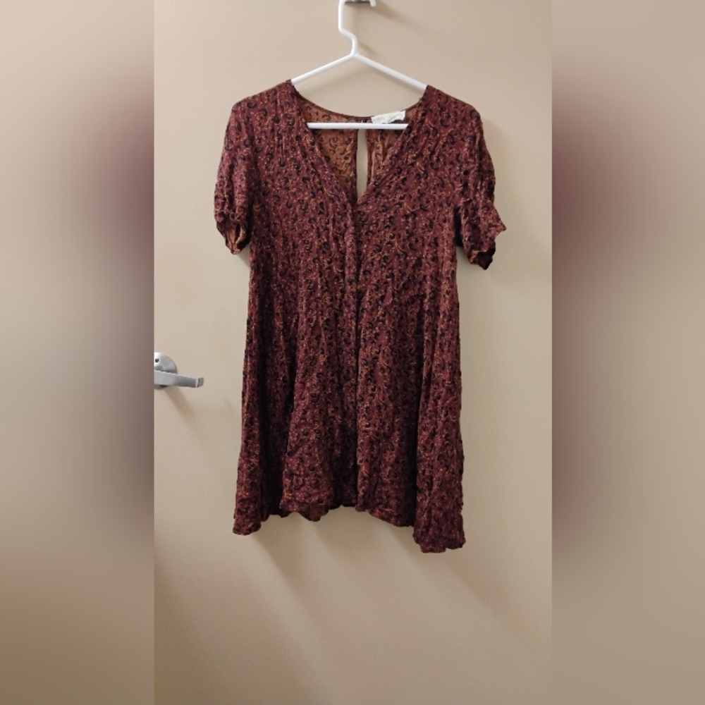 Staring At Stars Anthropologie Paisley Print Short Sleeve Shirt Dress Buttoned